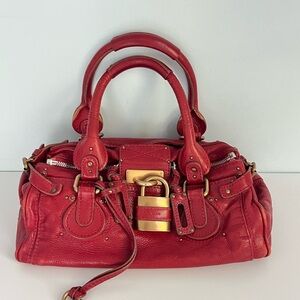 Chloe Paddington Red Leather Handbag Y2K